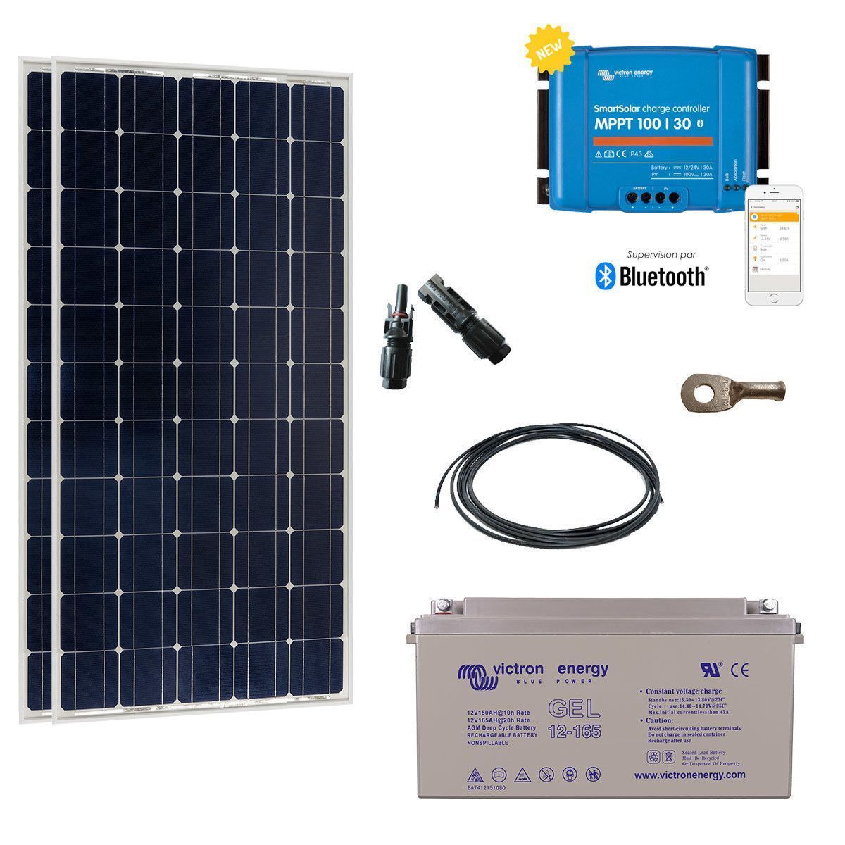 kit-solaire-12v kit panneau solaire avec batterie 12v
