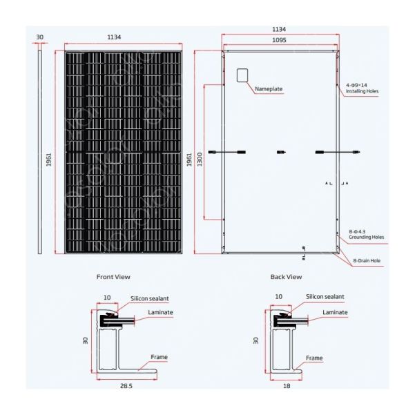 panneau-solaire-500w-dimensions panneau solaire 500w dimension