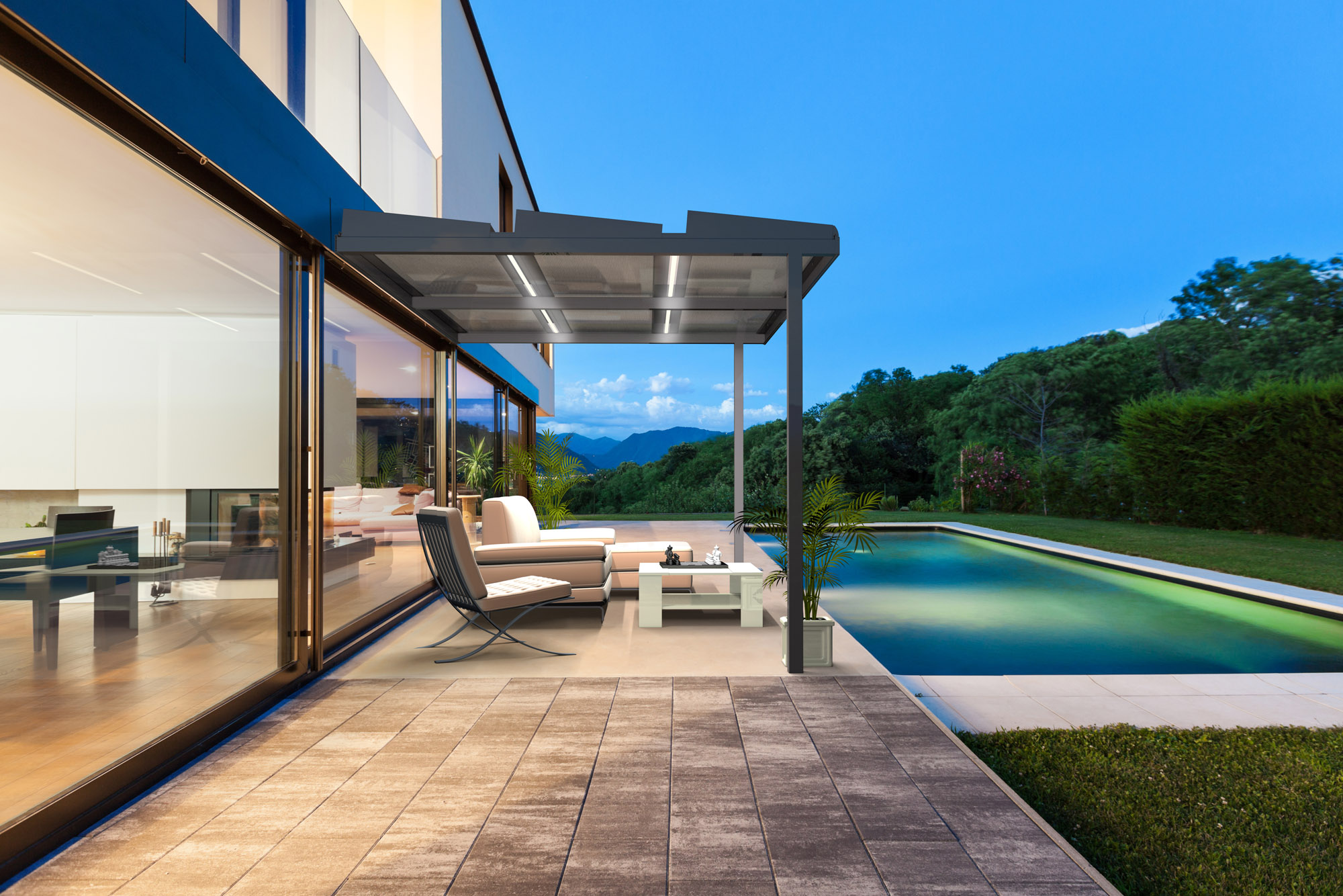 pergola-solaire-4 Transformez votre extérieur avec une pergola équipée de panneaux solaires photovoltaïques