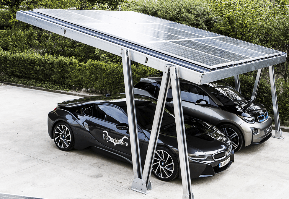 carport-solaire carport bois avec panneaux solaires